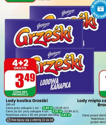 Lody kostka Grześki Goplana lodowa kanapka promocja w Dino