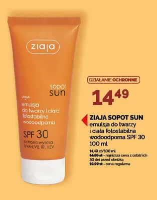 Emulsja do twarzy i ciała fotostabilna wodoodporna ZIAJA SOPOT SUN SPF 30 promocja w Ziko Dermo