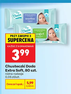 Chusteczki nawilżane Dada Extra Soft sensitive promocja w Biedronka