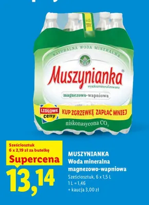Woda mineralna gazowana magnezowo-wapniowa Muszynianka 6-pak promocja w Lidl