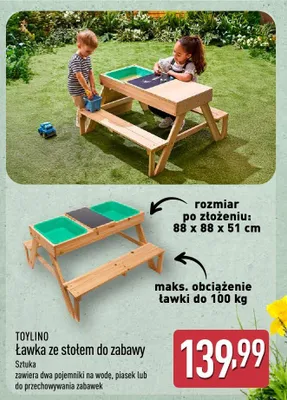 Ławka ze stołem do zabawy promocja w Aldi