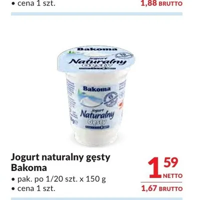 Jogurt naturalny gęsty Bakoma promocja w Makro