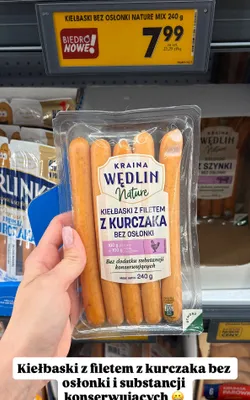 Kiełbaski z filetem z kurczaka, bez osłonki promocja w Biedronka