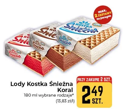 Lody Kostka Śnieżna Koral promocja w Społem Częstochowa