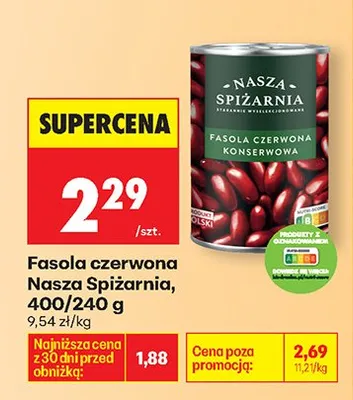 Fasola czerwona konserwowa promocja w Biedronka