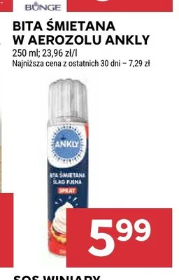 Bita śmietana w aerozolu Ankly promocja w Stokrotka