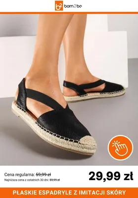 Płaskie espadryle z imitacji skóry Born2be promocja w Born2be
