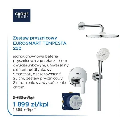Zestaw prysznicowy GROHE EUROSMART TEMPESTA 250 promocja w Blu Salony Łazienek