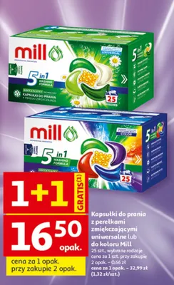 Kapsułki do prania z perełkami zmiękczającymi uniwersalne lub do koloru Mill promocja w Auchan