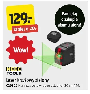 Laser krzyżowy zielony MEEC TOOLS promocja w Jula
