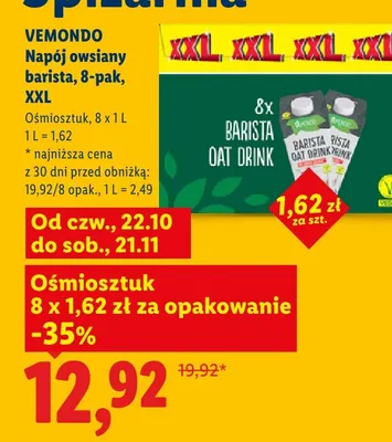 Napój owsiany barista Vemondo 8-pak XXL promocja w Lidl