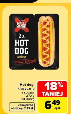Hot dogi klasyczne z sosami Madej Wróbel promocja w Carrefour