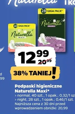 Podpaski higieniczne Naturella Maxi Night promocja w Netto