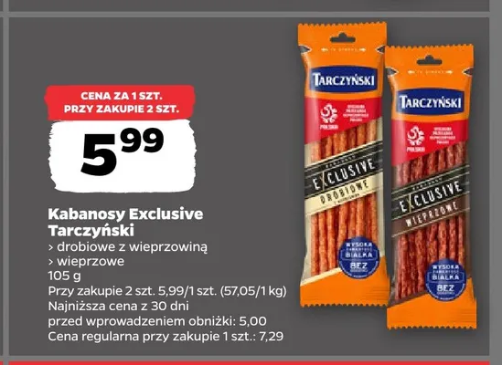 Kabanosy Exclusive wieprzowe Tarczyński promocja w Netto