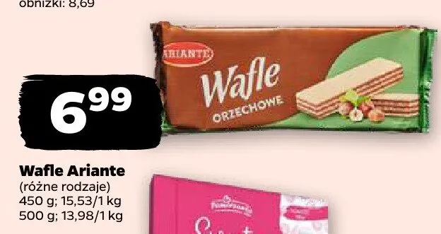 Wafle Ariante różne rodzaje promocja w Netto