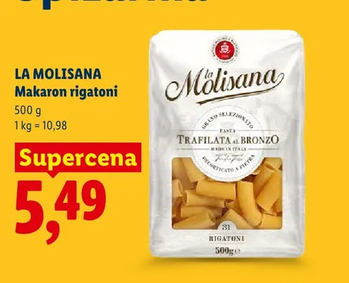 Makaron rigatoni La Molisana promocja w Lidl