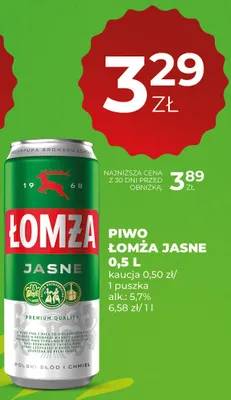 Piwo Łomża Jasne promocja w Duży Ben
