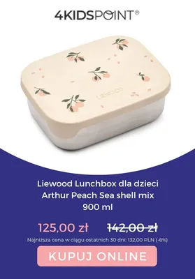Lunchbox dla dzieci Liewood Arthur Peach Sea shell mix 900 ml promocja w 4kidspoint