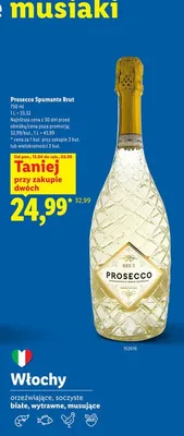 Wino musujące Prosecco Spumante Brut promocja w Lidl