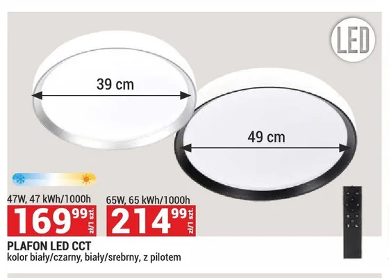 Plafon LED CCT 39 cm promocja w Merkury Market