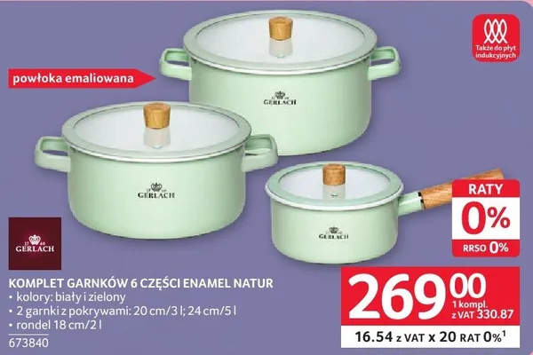 KOMPLET GARNKÓW 6 CZĘŚCI ENAMEL NATUR promocja w Selgros