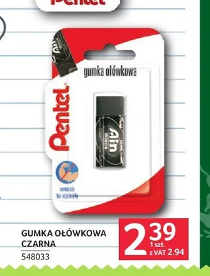 Gumka ołówkowa czarna Pentel Ain promocja w Selgros