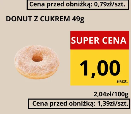 Donut z cukrem promocja w Supeco