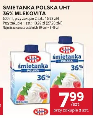 Śmietanka polska UHT 36% Mlekovita promocja w Stokrotka