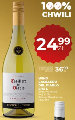Wino białe wytrawne Chardonnay promocja w Duży Ben