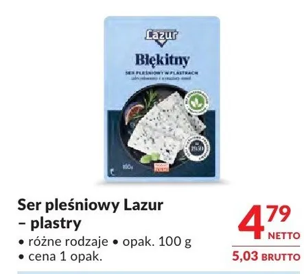 Ser pleśniowy Lazur - plastry różne rodzaje promocja w Makro