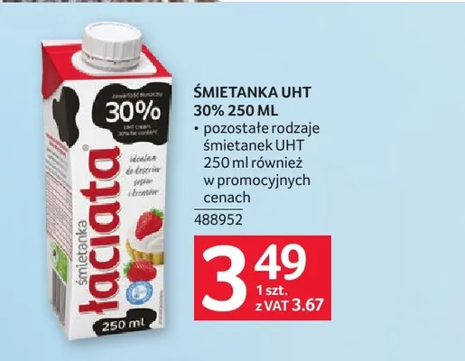 Śmietanka UHT Łaciata 30% promocja w Selgros