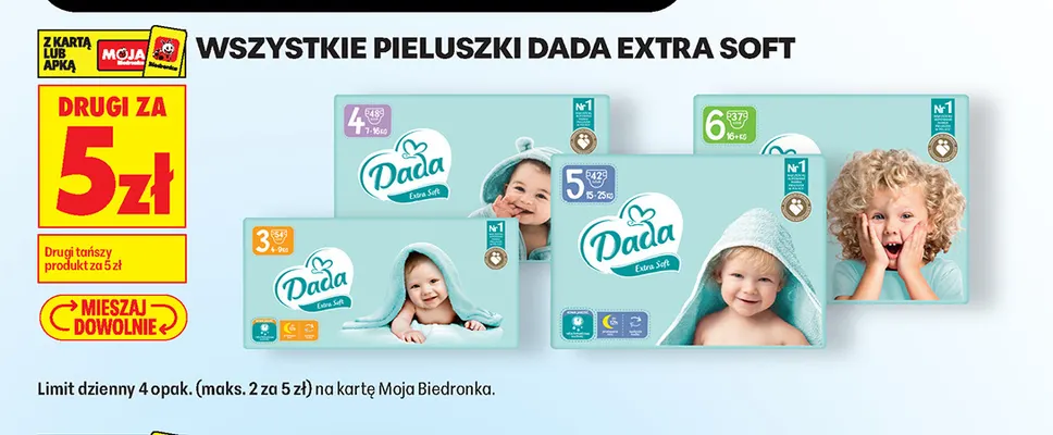 Pieluszki Dada Extra Soft promocja w Biedronka