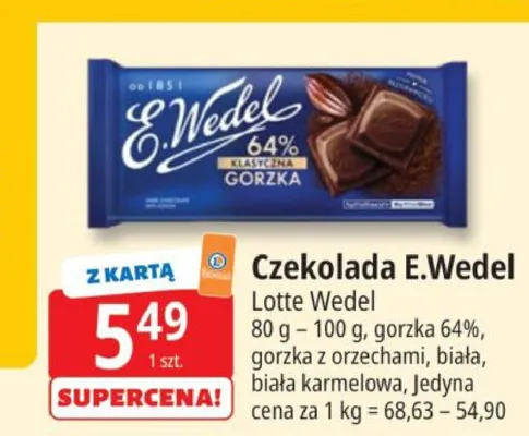 Czekolada E.Wedel gorzka 64% promocja w Leclerc