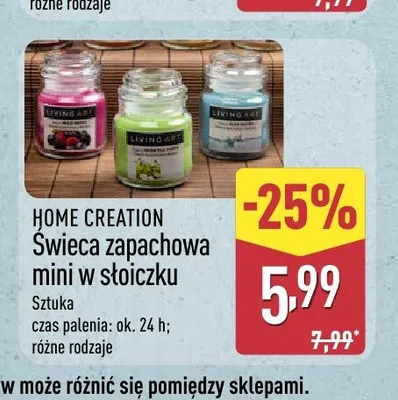 Świeca zapachowa mini w słoiczku Home Creation promocja w Aldi