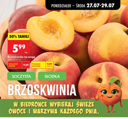 Brzoskwinia na wagę promocja w Biedronka