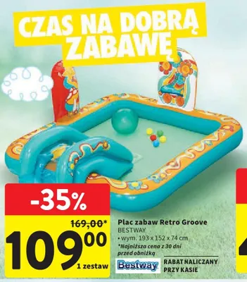 Plac zabaw Retro Groove BESTWAY wym. 193x152x74cm promocja w Intermarche