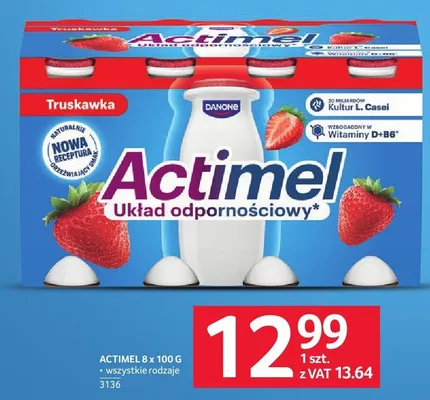 Napój probiotyczny Actimel truskawkowy 8-pak promocja w Selgros