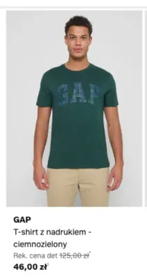 T-shirt z nadrukiem GAP ciemnozielony promocja w Lounge by Zalando
