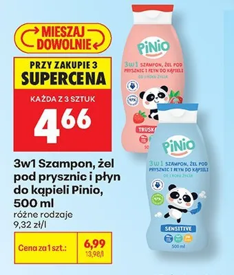 3w1 Szampon, żel pod prysznic i płyn do kąpieli Pinio Sensitive promocja w Biedronka
