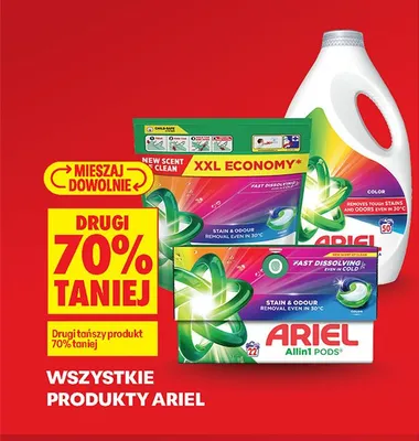 Wszystkie produkty Ariel DRUGI -70% promocja w Biedronka