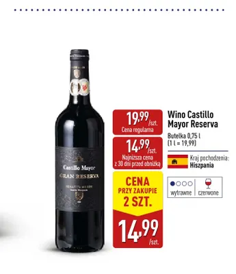 Wino czerwone Castillo Mayor Reserva promocja w Aldi