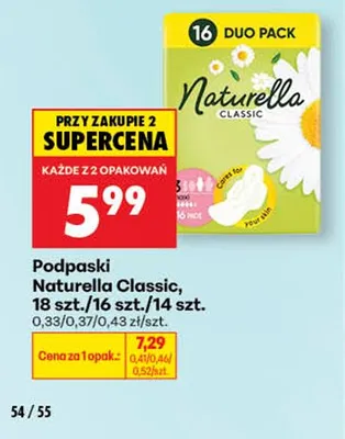 Podpaski Naturella Classic 14 szt. promocja w Biedronka