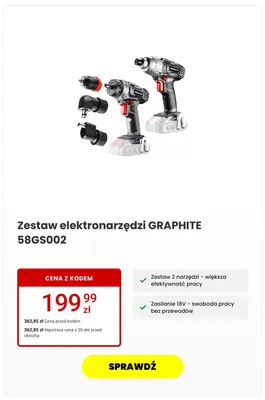 Zestaw elektronarzędzi GRAPHITE 58GS002 promocja w Media Expert