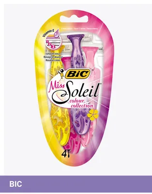Maszynki do golenia dla kobiet Miss Soleil Colour Collection, 3 ostrzowe, 4szt. promocja w Rossmann