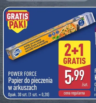 Papier do pieczenia w arkuszach Power Force promocja w Aldi