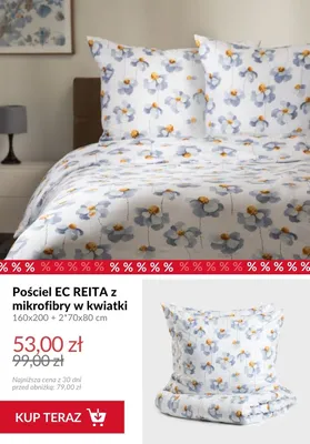 Pościel EC Reita z mikrofibry w kwiatki 160x200 cm + 2x70x80 cm promocja w Homla