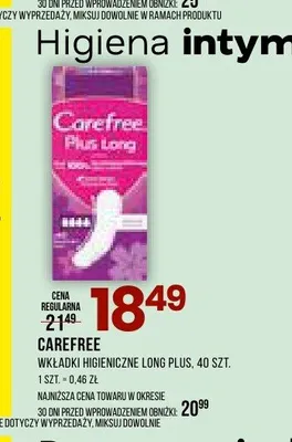 Wkładki higieniczne Carefree Long Plus promocja w Drogerie Natura