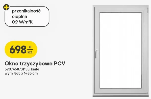 Okno trzyszybowe PCV promocja w Castorama