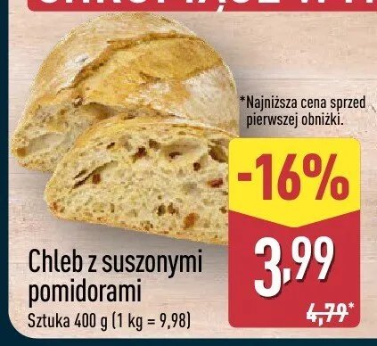 Chleb z suszonymi pomidorami promocja w Aldi