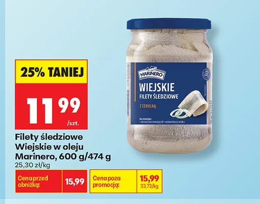 Filety śledziowe Wiejskie w oleju Marinero promocja w Biedronka